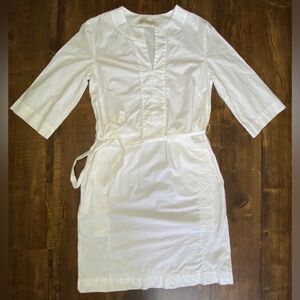 Purificacion Garcia White 3/4 Sleeve V-Neck Sheath Dress